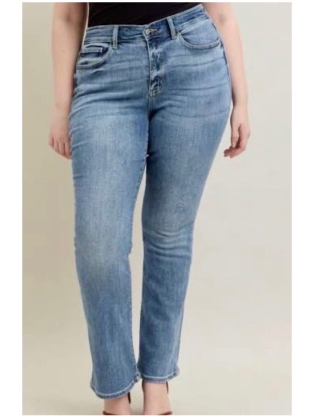 Judy Blue Women’s Sz 14W High Rise Boyfriend Jeans Frayed Hems Stretch Denim